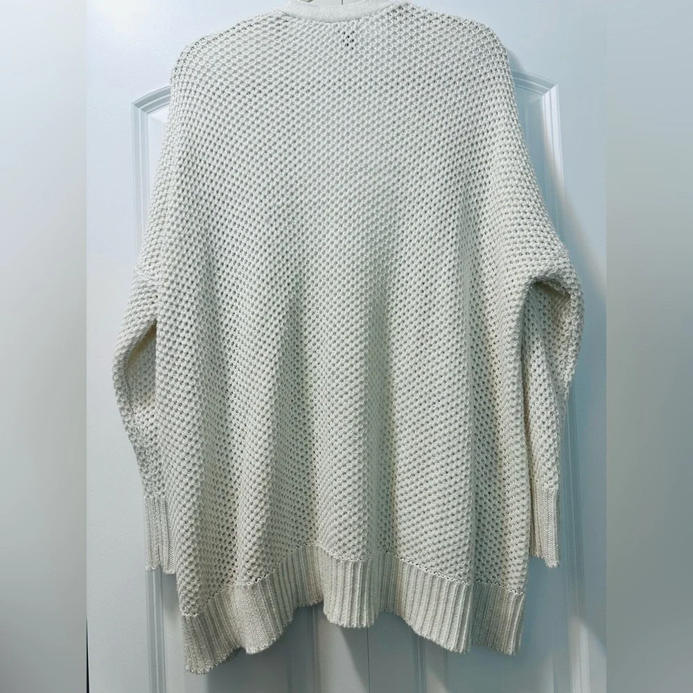 AERIE soft knit oversized open cardigan L/XL Cream Ivory - Picture 3 of 11